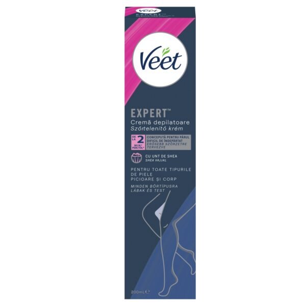Cremă depilatoare Veet Expert cu Unt de Shea pentru picioare și corp 200 ml