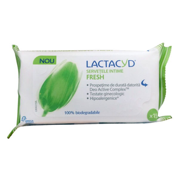 Șervețele umede intime fresh Lactacyd, 15 bucăți