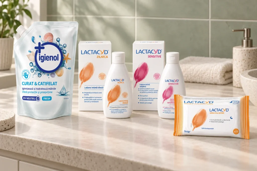 Produse Lactacyd pentru igienă personală și rezervă de săpun lichid Igienol Fresh